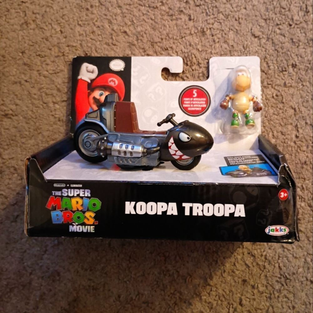Super Mario Bros. Movie Koopa Troopa Figure & Pull Back Racer Kart Toy BRAND NEW